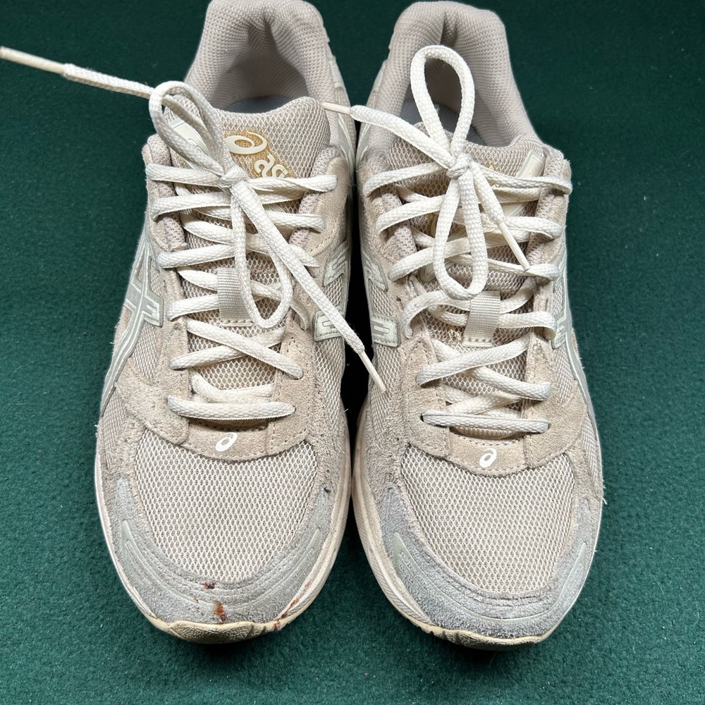 ASICS Taupe Mesh Suede Sneakers